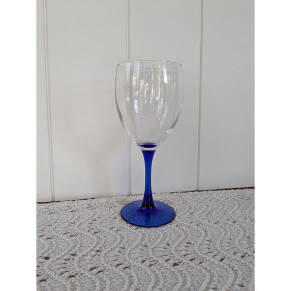 Cobalt Blue Stem Wine Glass - Set of 1 - 7.25" x 3" - Picture 1 of 3